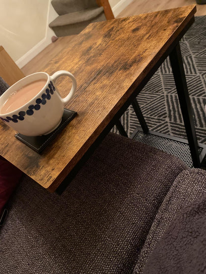 HOMCOM C Shaped Side Table with Wheels