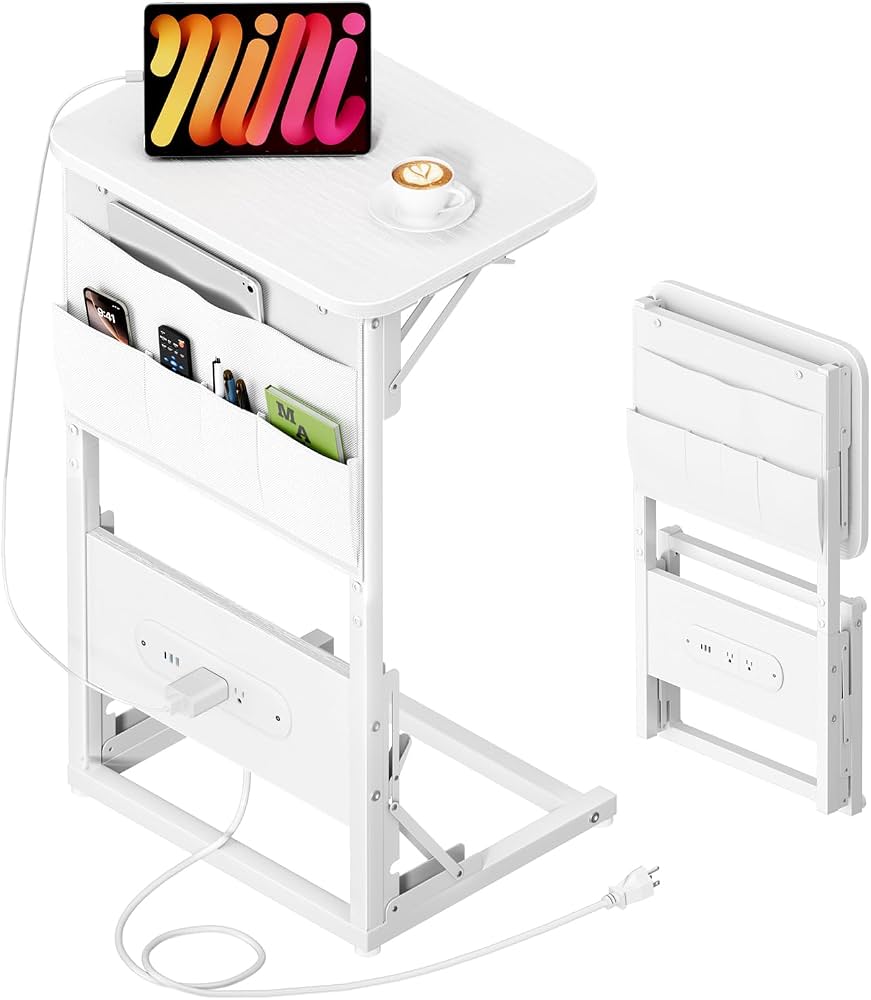HLDIRECT Foldable C-Shaped Side Table