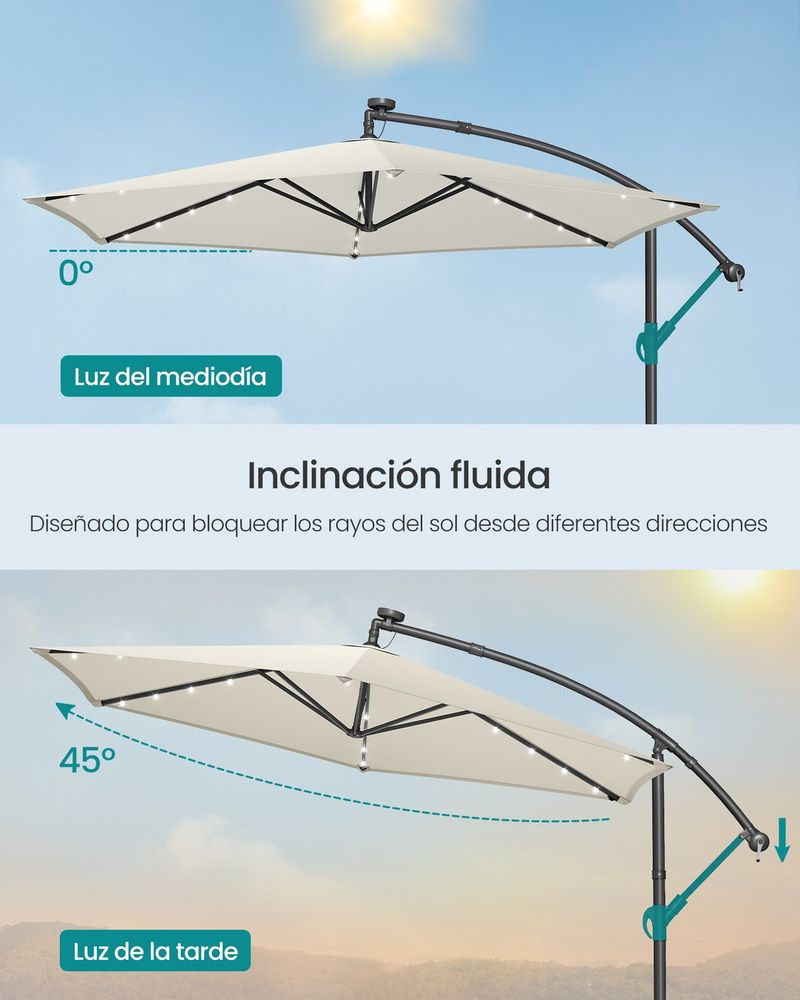 SONGMICS Parasol with LED Solar Lighting Umbrella GPU119LZ01