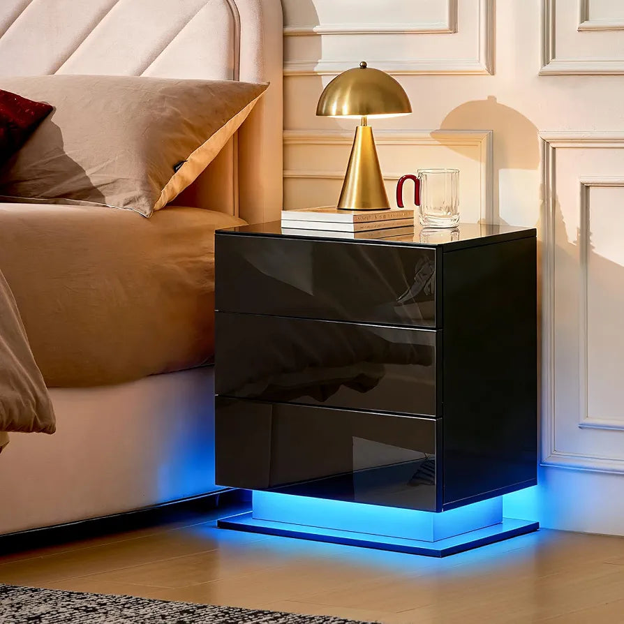 Bedside Table with LED Lights