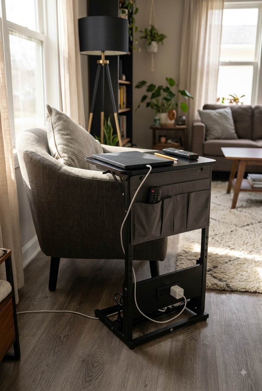 HLDIRECT Foldable C-Shaped Side Table