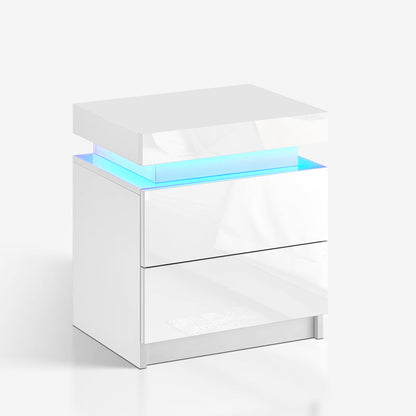 Kumar LED Light Bedside Table St-0064wh [2 Drawers][Nightstand]