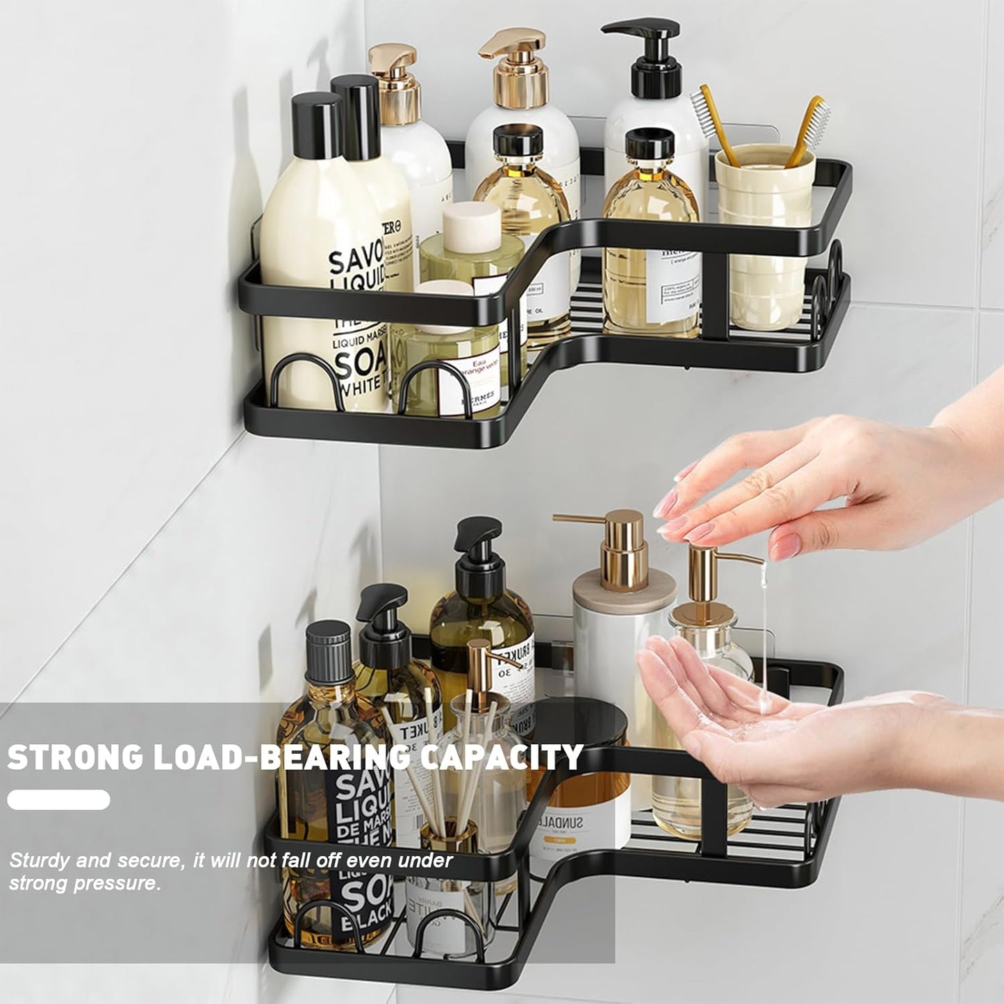 5 Pack Corner Shelf Bathroom  No Drilling, Rustproof