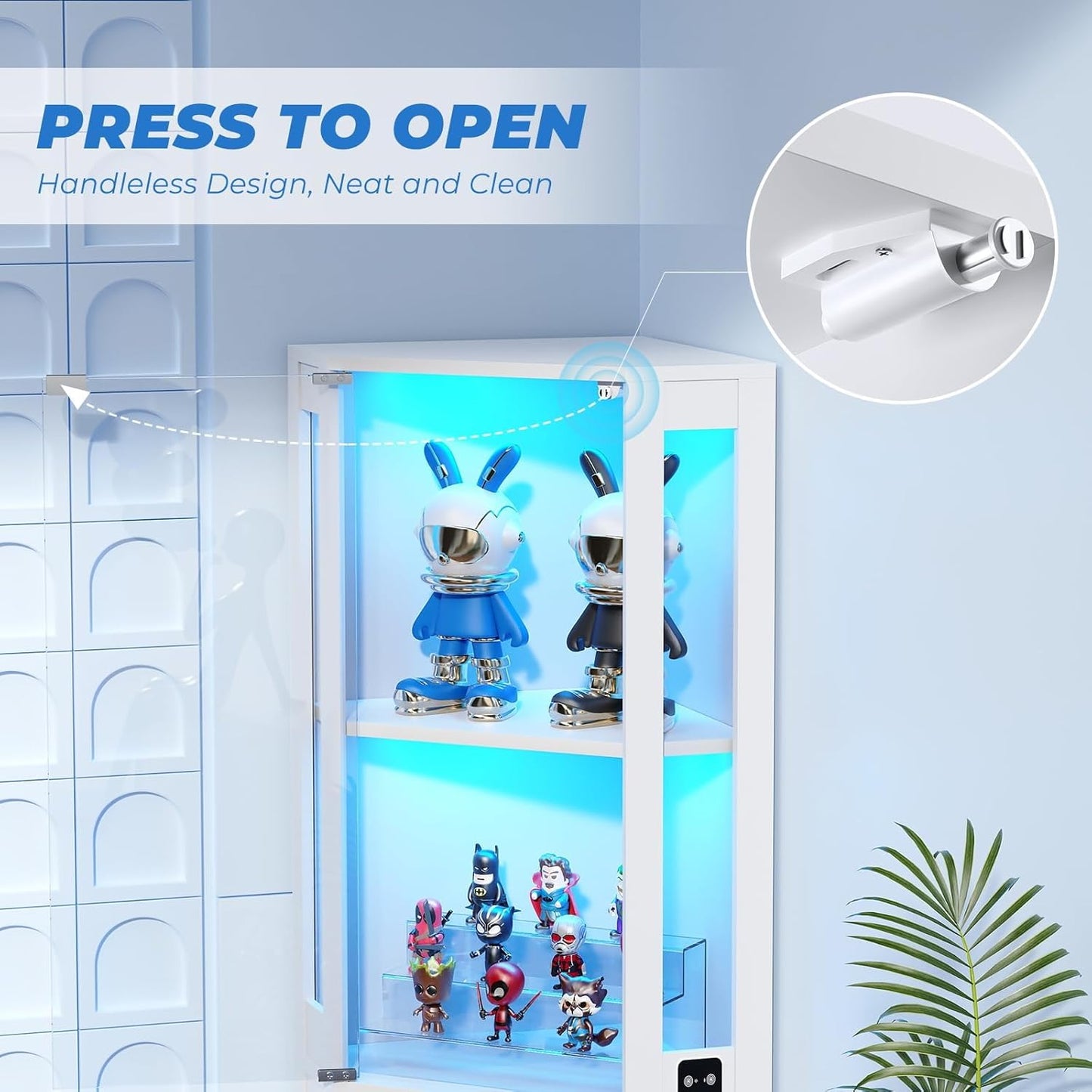 BROTTAR Corner Glass Display Cabinet with LED Lights