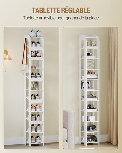 11 Tier Narrow Shoe Rack, Freestanding Closet Wooden