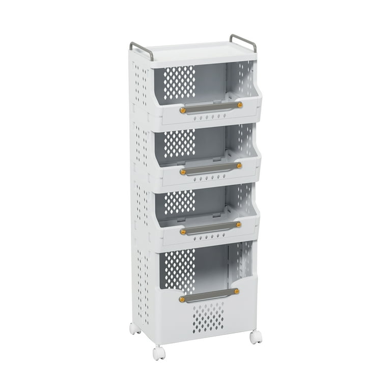 4-Tier Rolling Storage Cart with Wheels and Handle