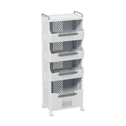 4-Tier Rolling Storage Cart with Wheels and Handle