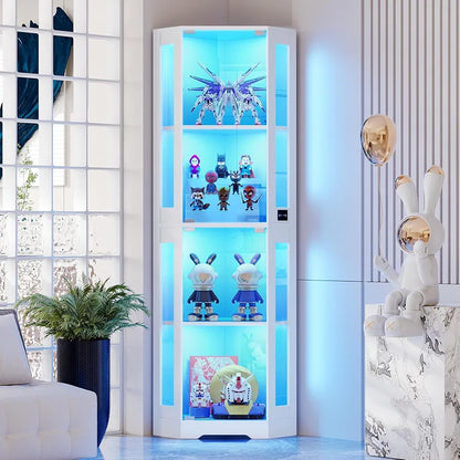 BROTTAR Corner Glass Display Cabinet with LED Lights