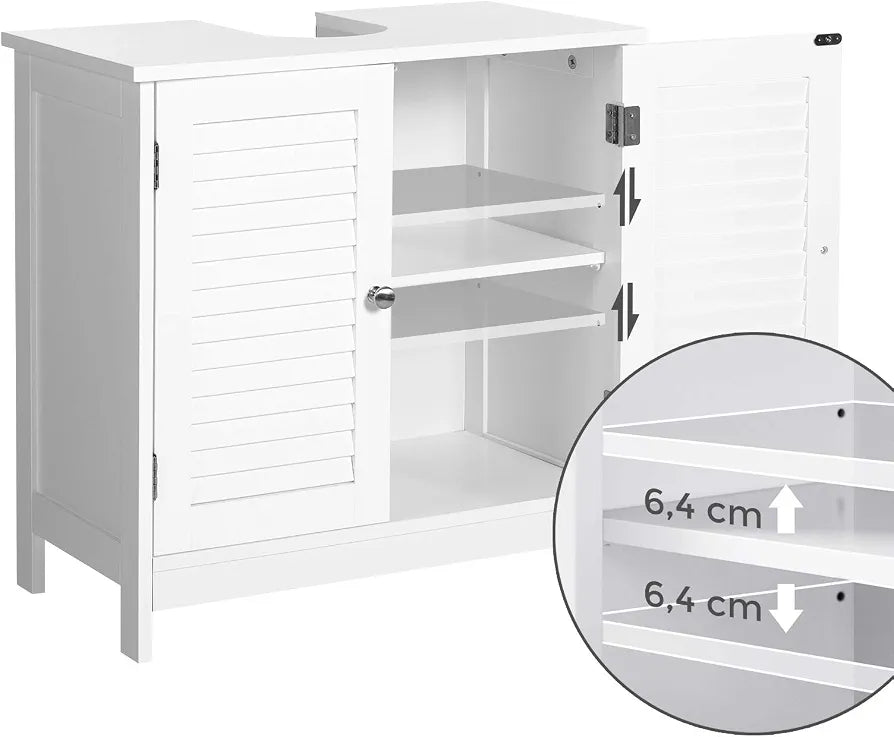 Vasagle BBC05WT Scandinavian Style Bathroom Cabinet, Undersink