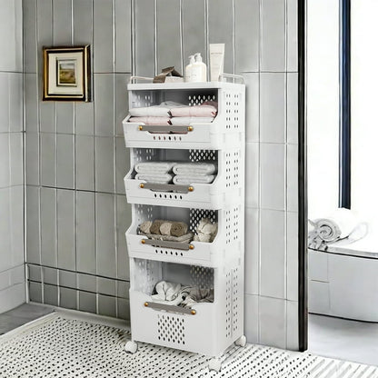 4-Tier Rolling Storage Cart with Wheels and Handle