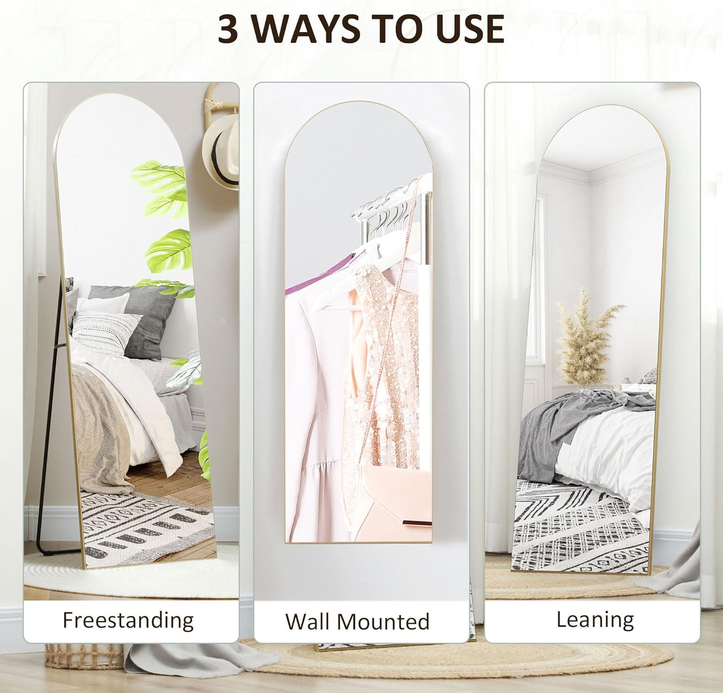 Gold Full Body Mirror Arch 50 x 150 cm