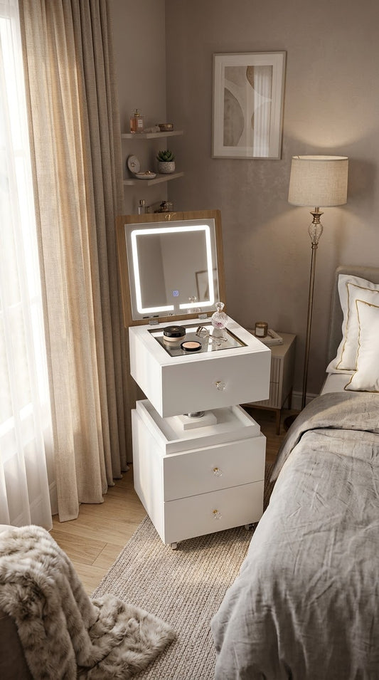 Modern Lift-Top Vanity With Smart Mirror & 6-Compartment Drawers
