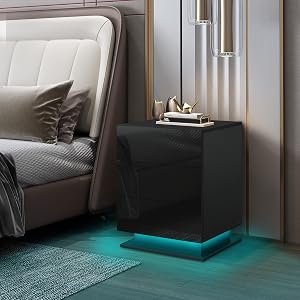 Bedside Table with LED Lights