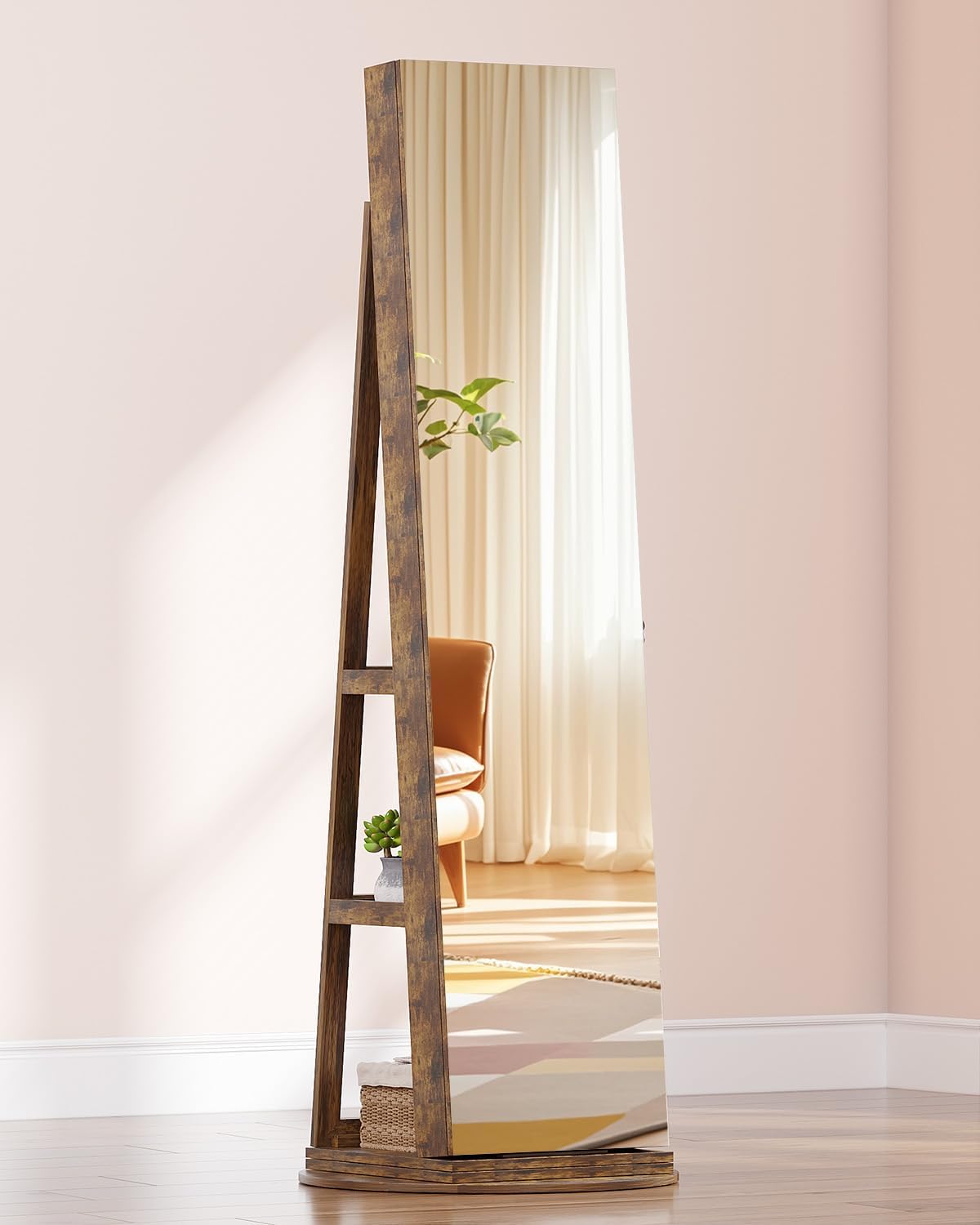 360° Swivel Mirror Jewelry Cabinet