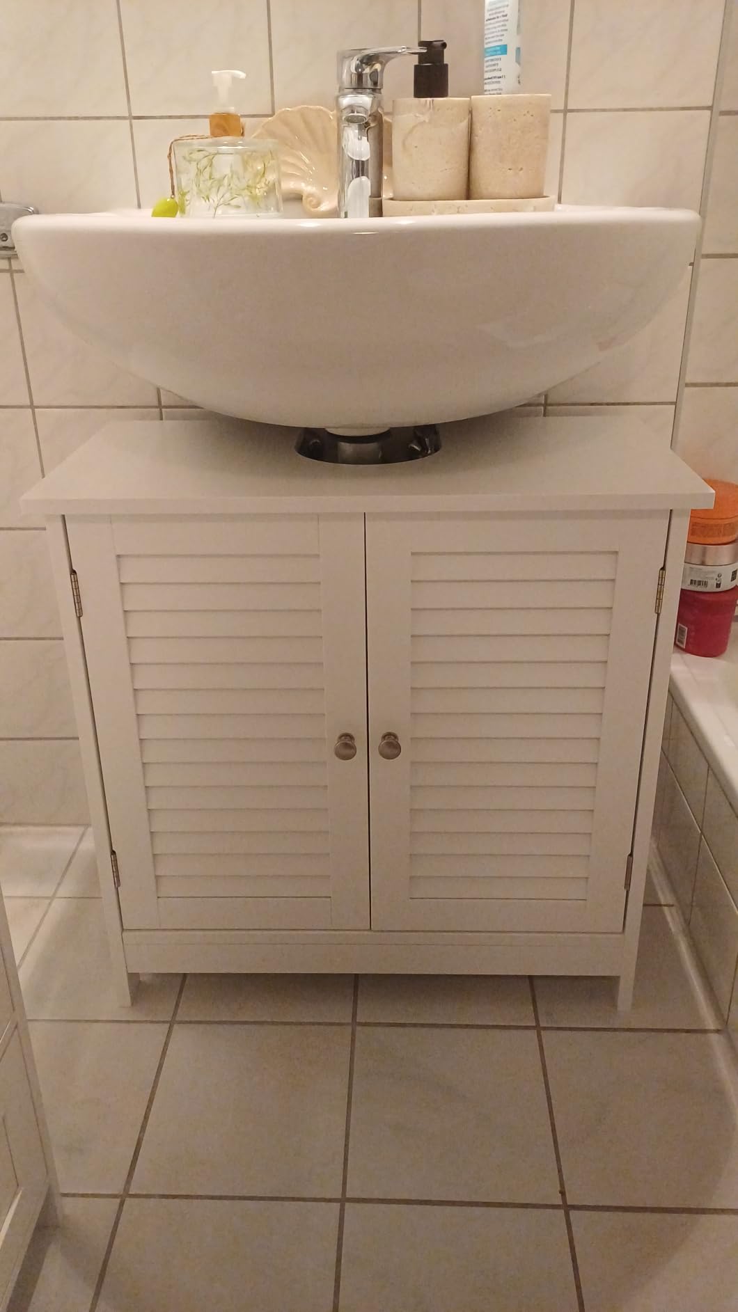 Vasagle BBC05WT Scandinavian Style Bathroom Cabinet, Undersink