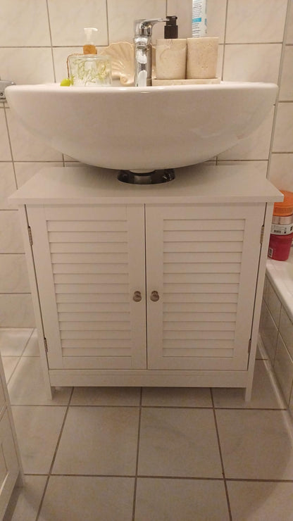 Vasagle BBC05WT Scandinavian Style Bathroom Cabinet, Undersink