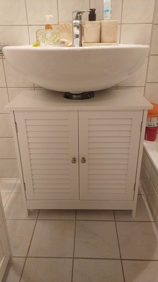 Vasagle BBC05WT Scandinavian Style Bathroom Cabinet, Undersink