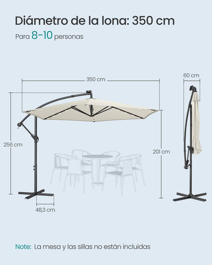 SONGMICS Parasol with LED Solar Lighting Umbrella GPU119LZ01