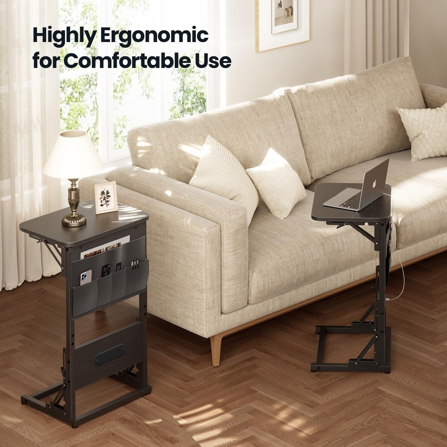 HLDIRECT Foldable C-Shaped Side Table