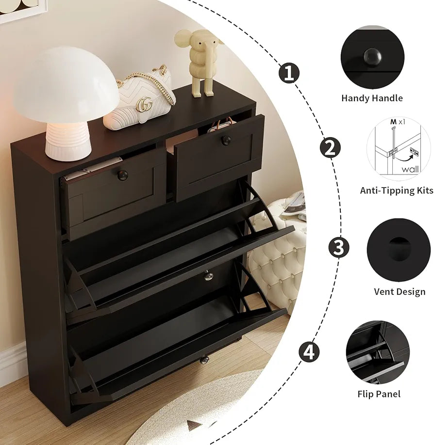 VOWNER Shoe Cabinet (Black or white)