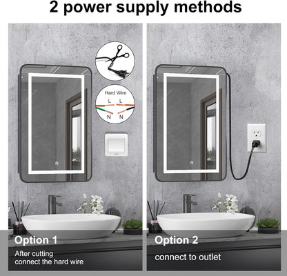 Mepplzian Black Medicine Cabinet with Lights