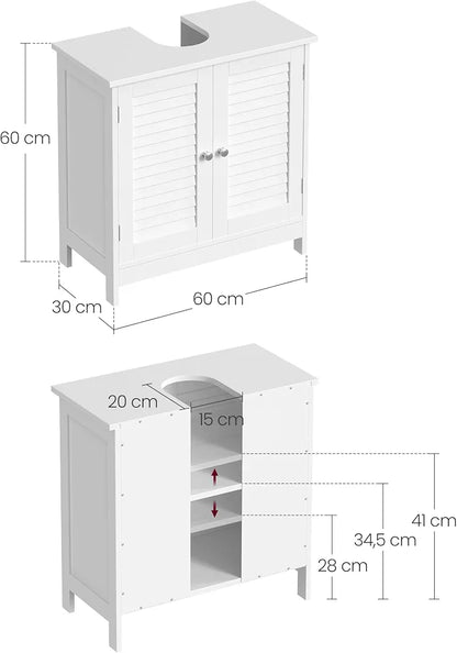 Vasagle BBC05WT Scandinavian Style Bathroom Cabinet, Undersink