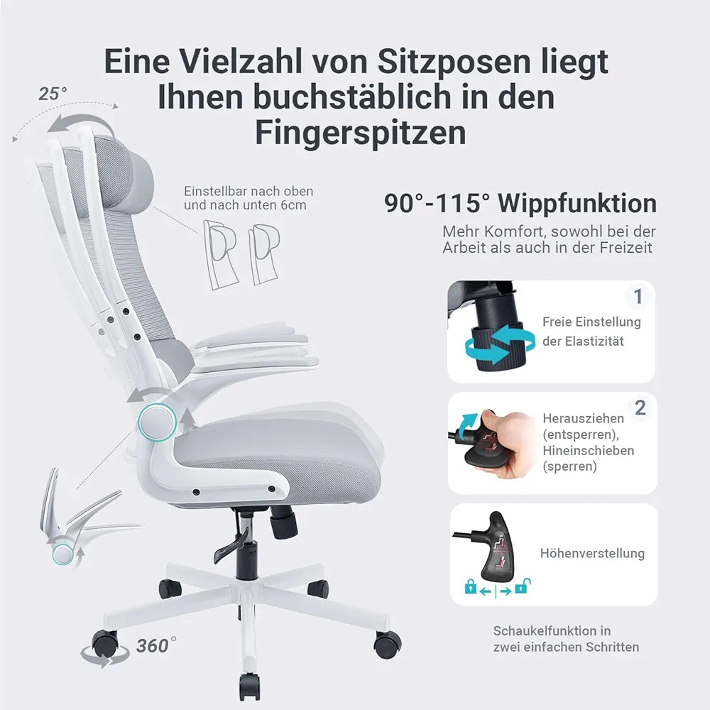 MELOKEA Gray Office Chair Ergonomic