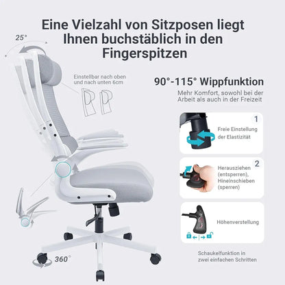 MELOKEA Gray Office Chair Ergonomic