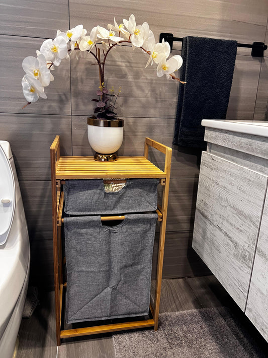 Bamboo 2-tier laundry basket