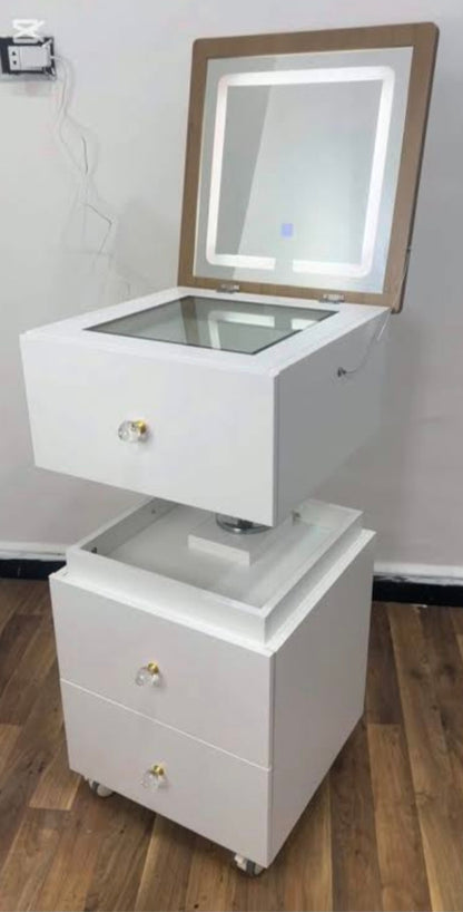 Modern Lift-Top Vanity With Smart Mirror & 6-Compartment Drawers