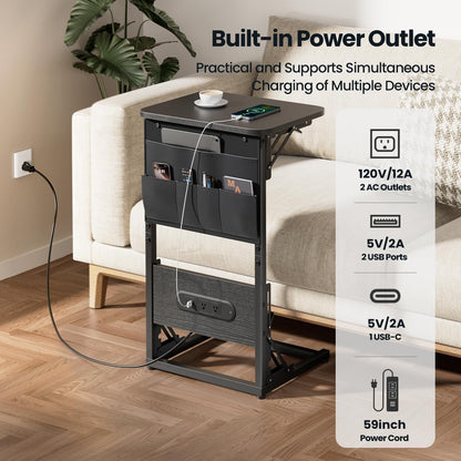 HLDIRECT Foldable C-Shaped Side Table