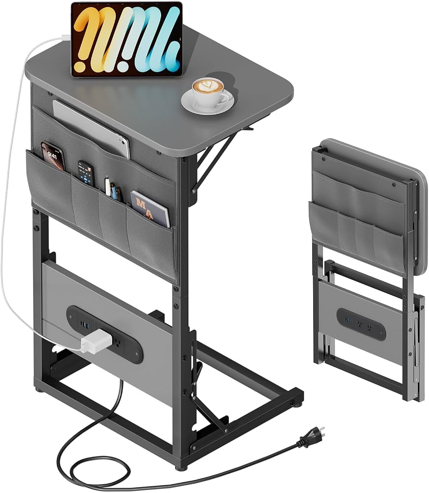 HLDIRECT Foldable C-Shaped Side Table