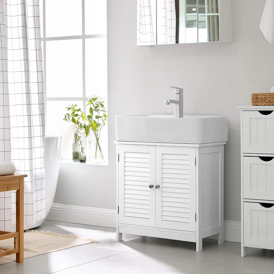 Vasagle BBC05WT Scandinavian Style Bathroom Cabinet, Undersink