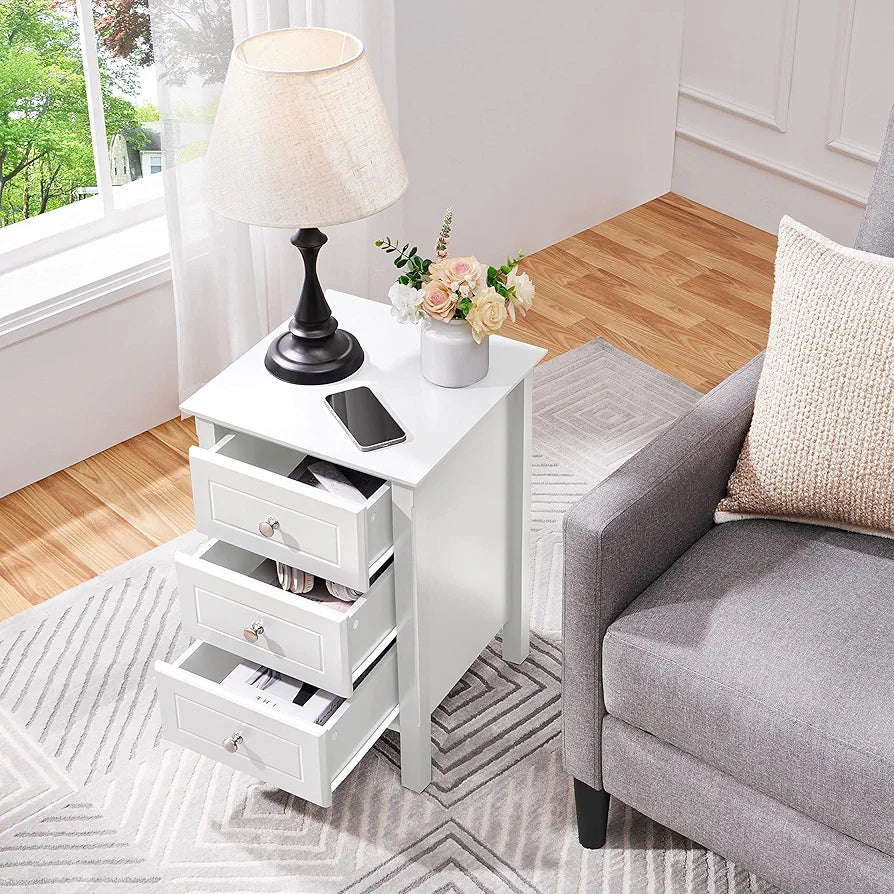 Yaheetech Set of 2 Bedside Table with 3 Drawers