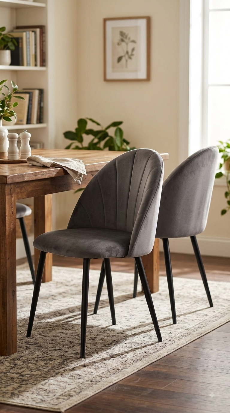 HOMCOM Set of 2 Velvet Dining Chairs