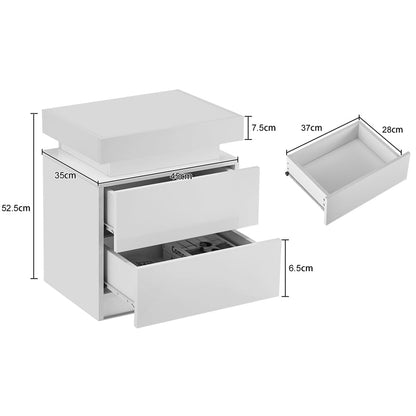 Kumar LED Light Bedside Table St-0064wh [2 Drawers][Nightstand]