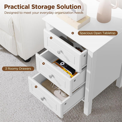 Yaheetech Set of 2 Bedside Table with 3 Drawers