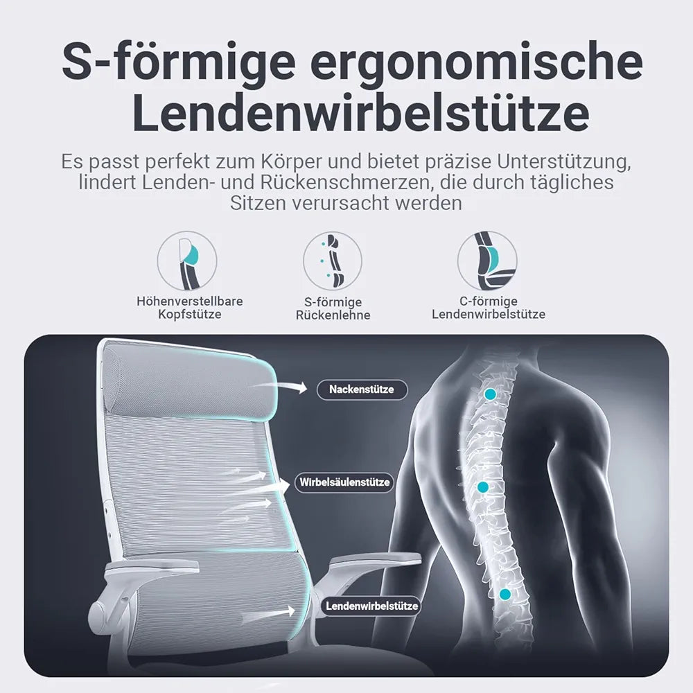 MELOKEA Gray Office Chair Ergonomic