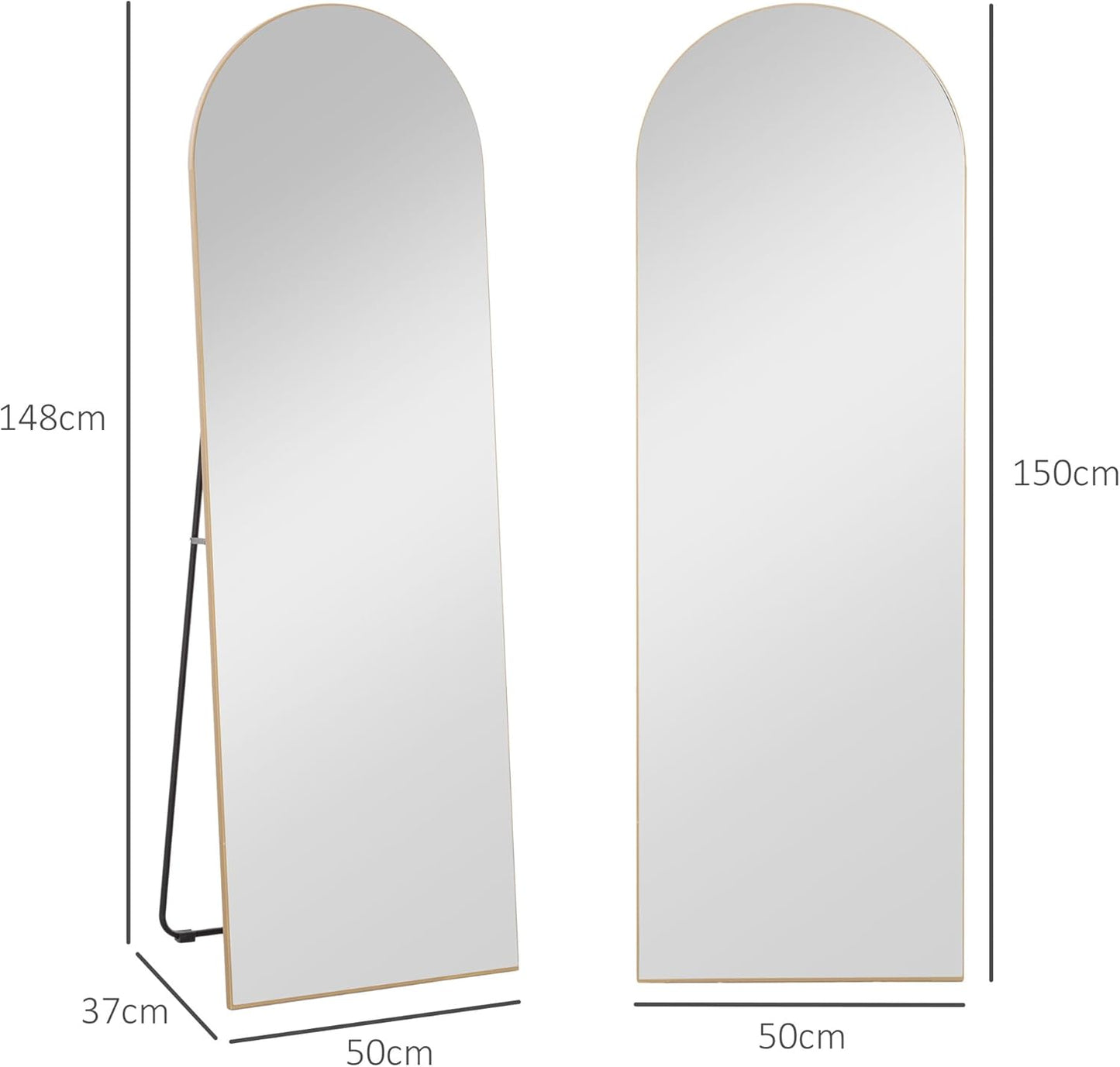 Gold Full Body Mirror Arch 50 x 150 cm