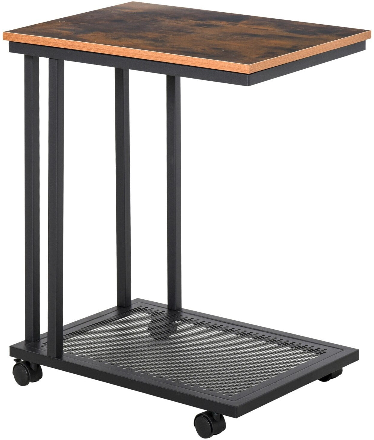 HOMCOM C Shaped Side Table with Wheels