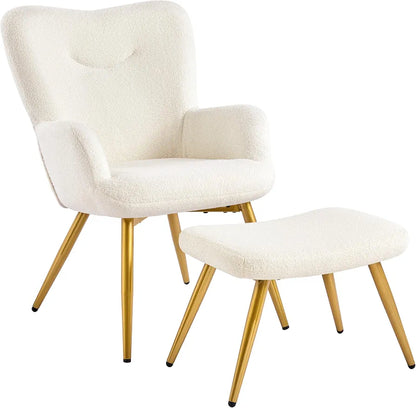 Yaheetech Teddy Chair with Footstool