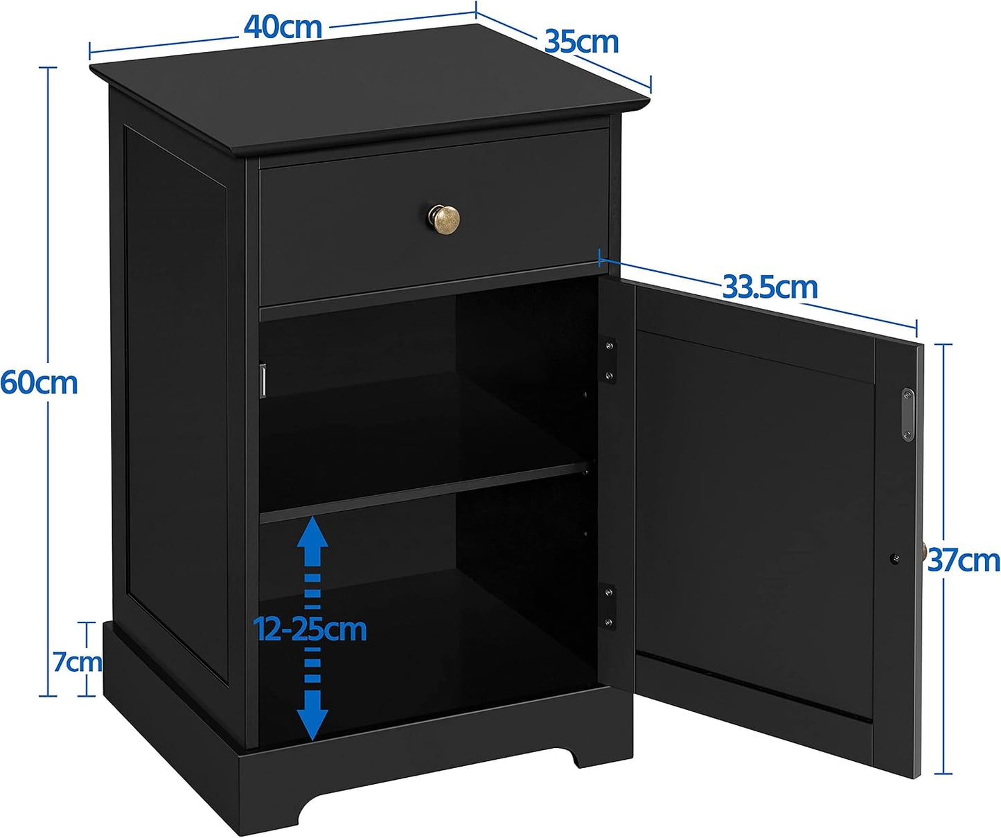 Yaheetech Set of 2 Black Bedside Tables 613869