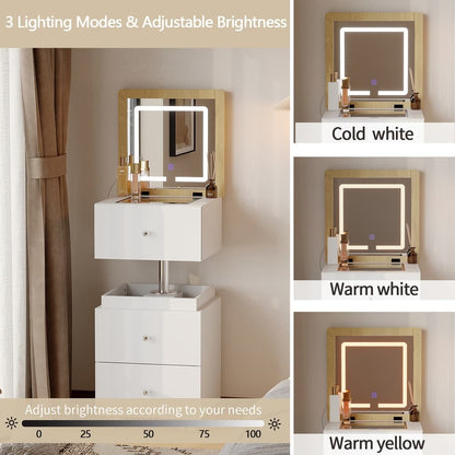 Modern Lift-Top Vanity With Smart Mirror & 6-Compartment Drawers