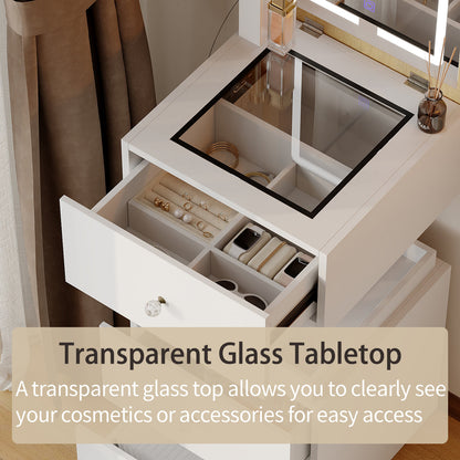 Modern Lift-Top Vanity With Smart Mirror & 6-Compartment Drawers
