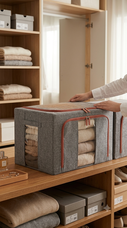 Metal Frame Storage Bag Box (2pcs)