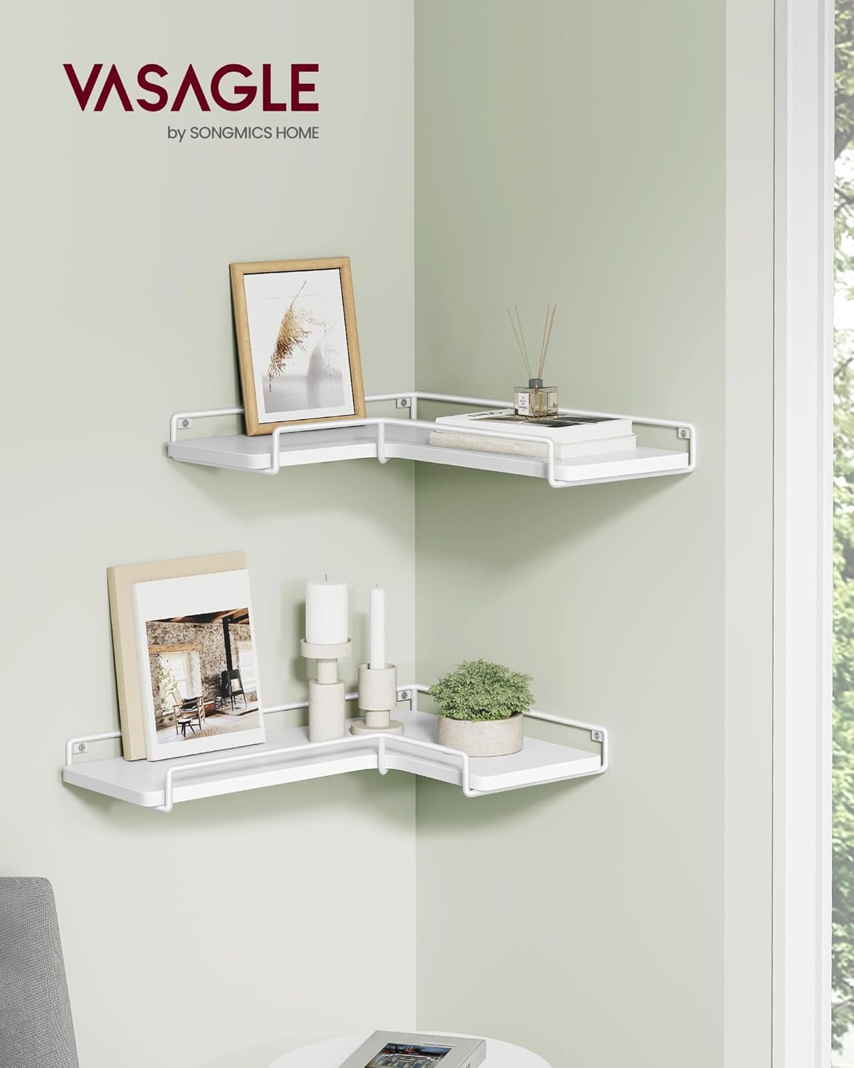 VASAGLE Set of 2 Corner Shelves