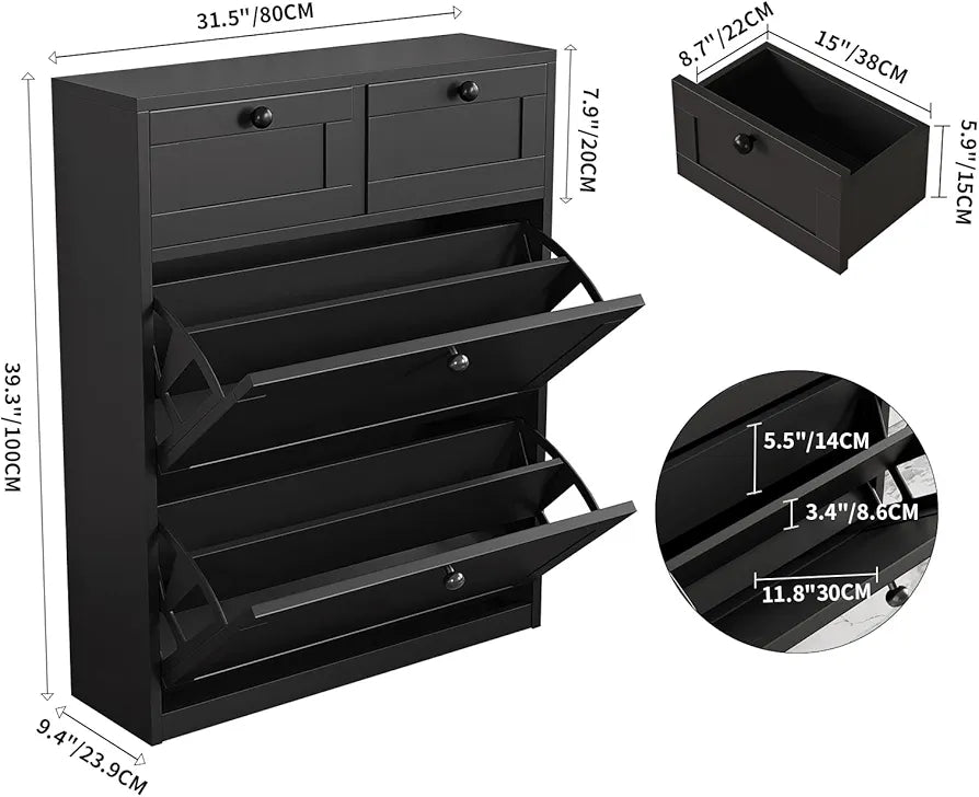 VOWNER Shoe Cabinet (Black or white)