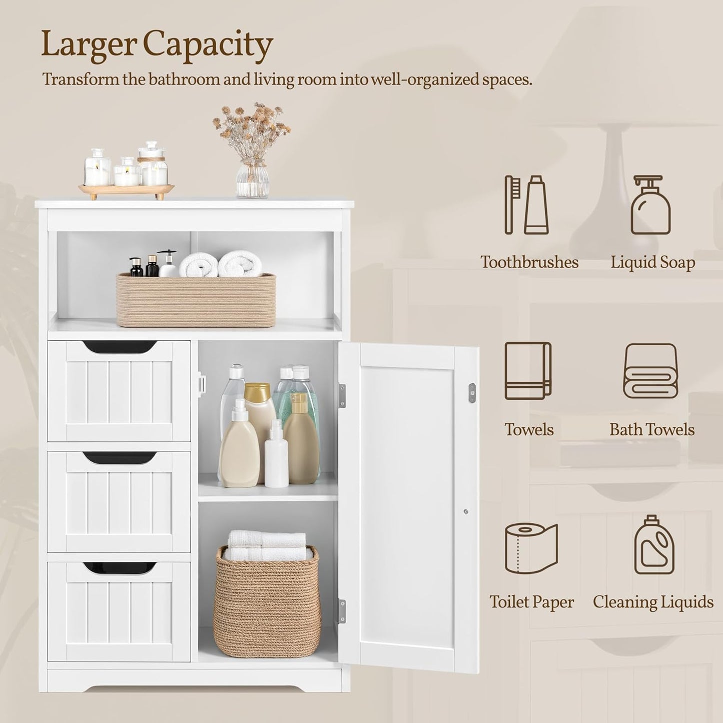 Yaheetech Cabinet Wooden Storage Organizer