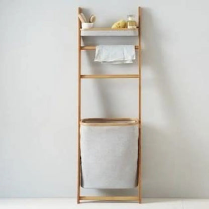 Bamboo Hanging Laundry Basket White