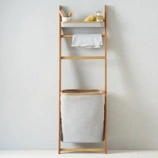 Bamboo Hanging Laundry Basket White